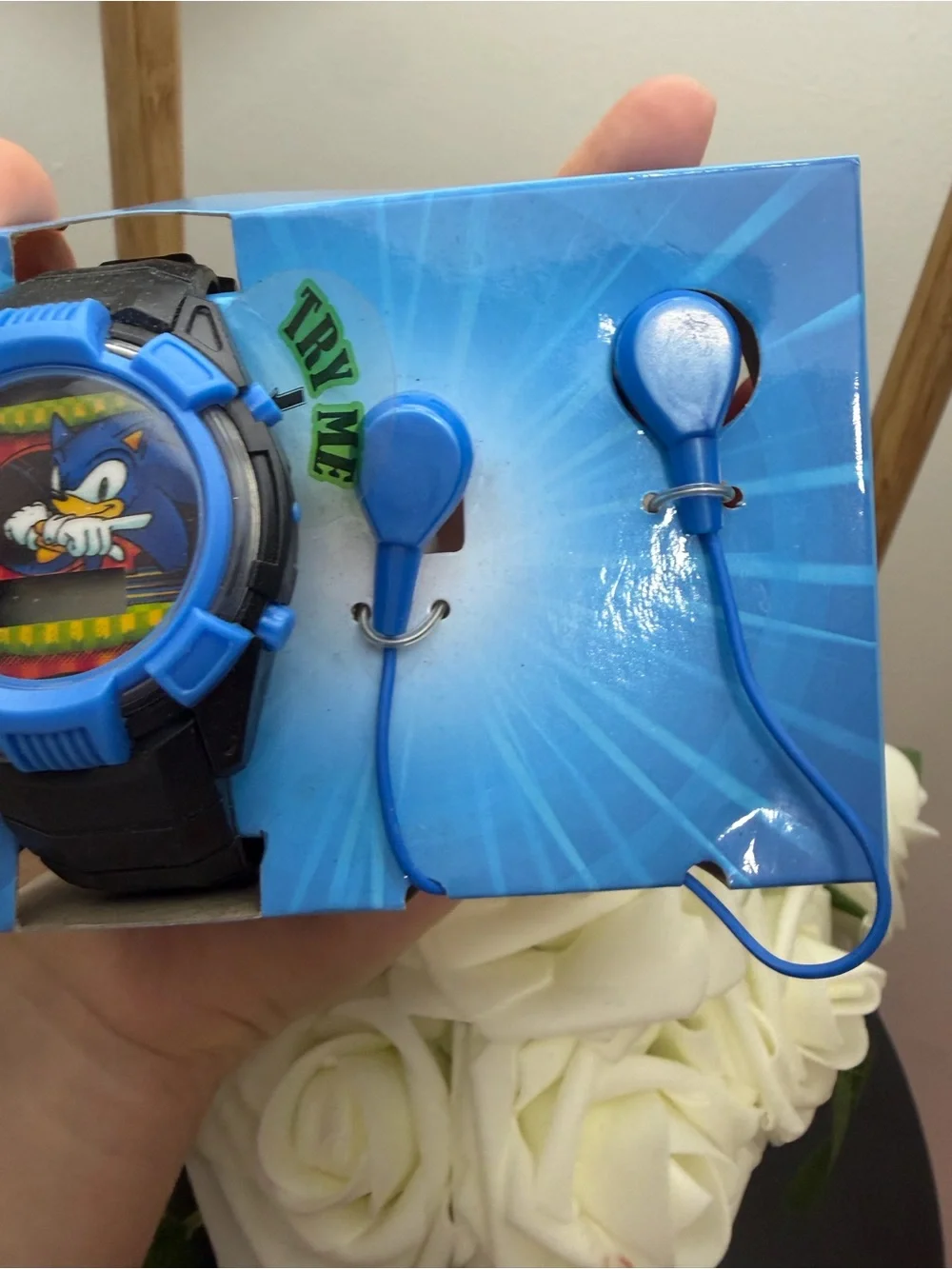 Sonic Kids Blue Digital Watch with Earbuds